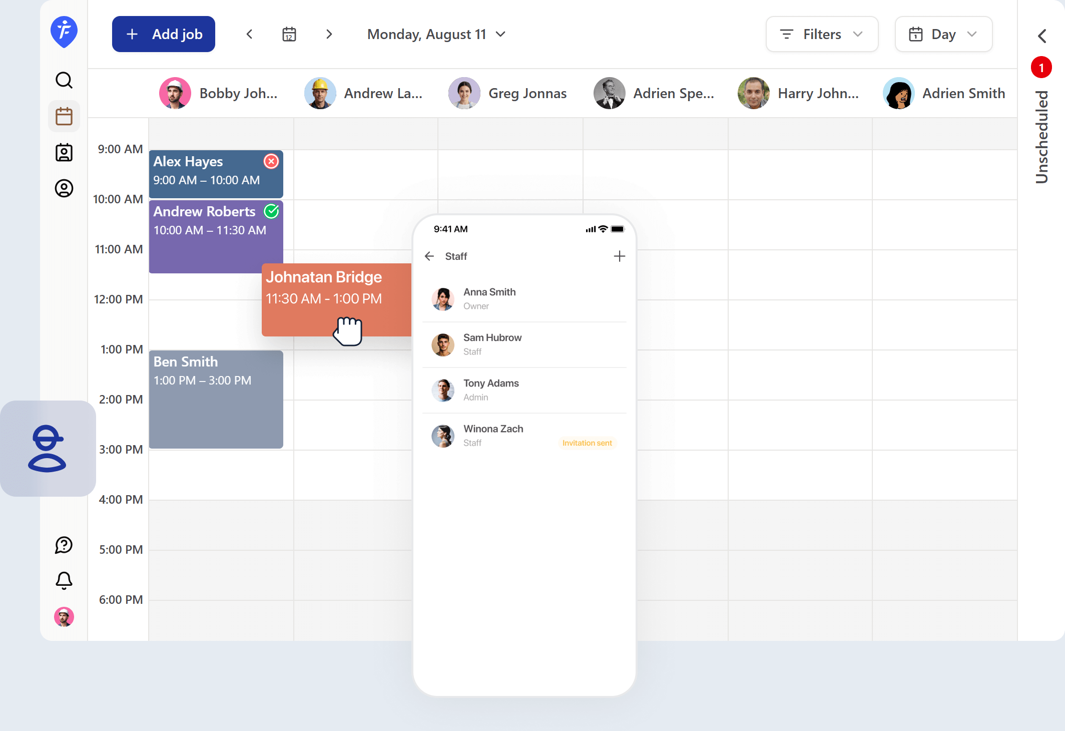 Simple staff scheduling for electricians